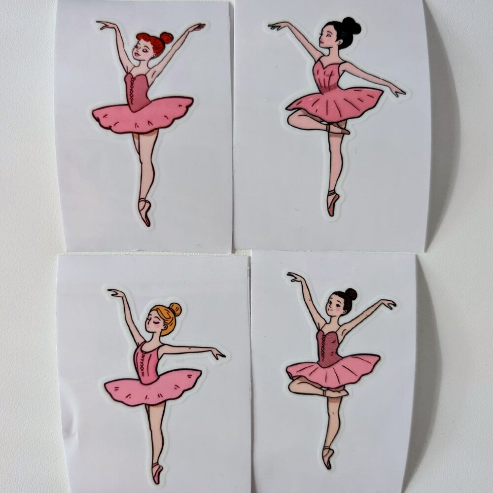 4 Ballet Dancers UV DTF stickers